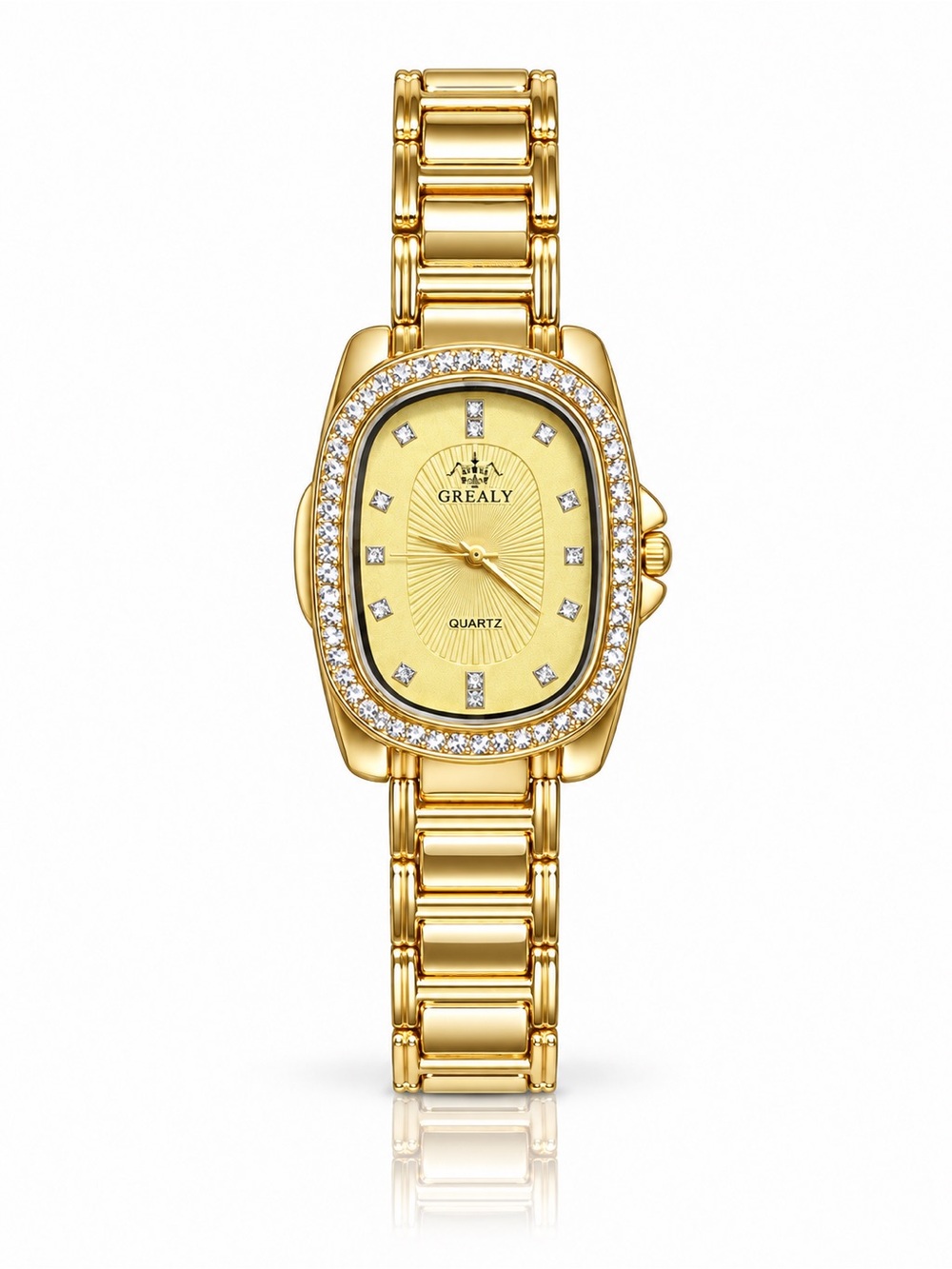 Gold Tone Women's Bracelet Watch with Crystal Accent